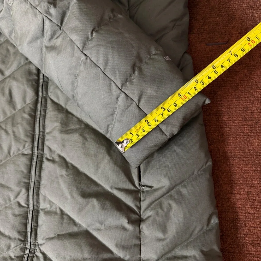 Eddie Bauer EB550 Down Parka Womens Small Olive Green Puffer Hooded Jacket Coat